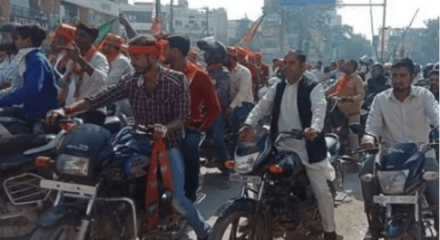 कमल संदेश बाइक रैली में जमकर उड़ाई गई यातायात नियमों की धज्जियां, सीएम ने दी हरी झंडी