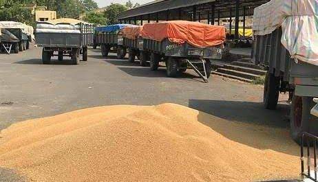 बारदाने की कमी के चलते धीमी चल रही तौल, किसान परेशान