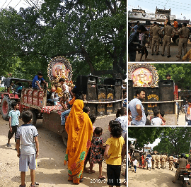 सन्तकबीरनगर। पुलिस के कड़ी सुरक्षा के बीच गणेश प्रतिमा का विसर्जन