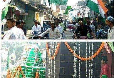 महराजगंज। बृजमनगंज कस्बे में प्रशासन की देखरेख में बारावफात का निकला जूलूस