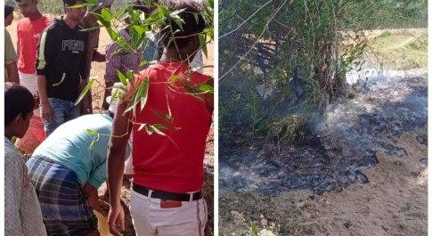 उत्तर प्रदेश /बहराइच गांव में लगी आग को गांव वालों ने बुझाई