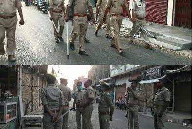 महराजगंज। बृजमनगंज थाने के नये थानाध्यक्ष द्वारा किया गया फ्लैग मार्च