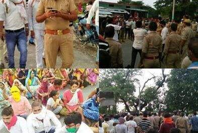 बृजमनगंज। हत्या का मुकदमा दर्ज न होने पर ग्रामीणों ने शव के साथ सड़क पर किया प्रदर्शन