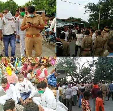 बृजमनगंज। हत्या का मुकदमा दर्ज न होने पर ग्रामीणों ने शव के साथ सड़क पर किया प्रदर्शन