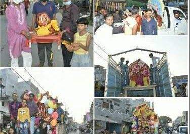 महराजगंज। बृजमनगंज कस्बे में शांतिपूर्ण ढंग से संपन्न हुआ मूर्ति विसर्जन