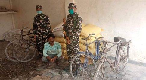 महराजगंज। 80 बोरा कनाडियन मटर के साथ एक तस्कर गिरफ्तार
