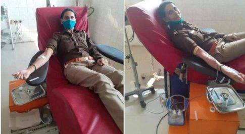 खाकी ने एक बार फिर ड्यूटी के साथ निभाया इंसानियत का फर्ज महिला दरोगा ने रक्तदान कर इंसानियत की मिसाल पेश की
