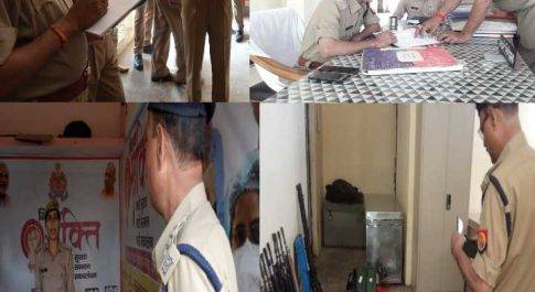 बृजमनगंज त्रिस्तरीय पंचायत चुनाव एवं अर्धवार्षिक थाना निरीक्षण में मालखाना एवं शस्त्रो का सीओ फरेंदा ने किया मुआयना