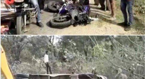 महाराजगंज। फरेंदा थाना क्षेत्र के जंगल ट्रीट के पास बाइक सवार को बचाने के चक्कर में अनियंत्रित होकर पलटी बस, पाच लोग घायल