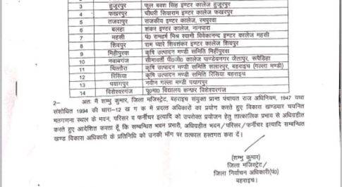 जिलाधिकारी ने जारी किया मतगणना स्थल की सूचीजनपद के विभिन्न ब्लाकों के विद्यालय में होगी मतगणना