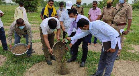 ग्राम मझारा तौकली के वृक्षारोपण स्थल का डीएम ने किया निरीक्षण