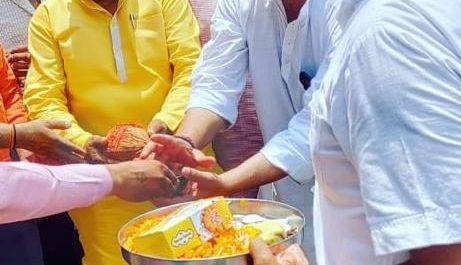 परशुराम ब्राहमण एकता मंच के तत्वावधान में हुआ मंदिर निर्माण का भूमि पूजन