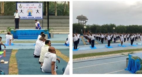 हिंडन वायु सेना छावनी में 21 जून 2023 को नौवां अंतर्राष्ट्रीय योग दिवस मनाया गया