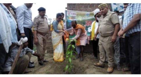 खरखट्टनपुरवा में डीएम मोनिका रानी ने किया पौधरोपण