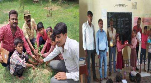 प्राथमिक विद्यालय में आयोजित हुई क्राफ्ट कार्यशाला और वृक्षारोपण कार्यक्रम
